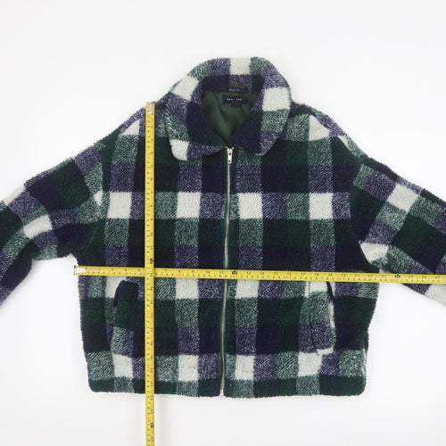 New Look Women’s Multicoloured Check Teddy Fleece Zip Jacket UK S