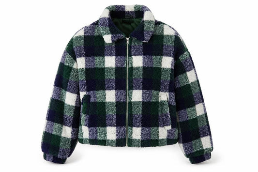 New Look Women’s Multicoloured Check Teddy Fleece Zip Jacket UK S