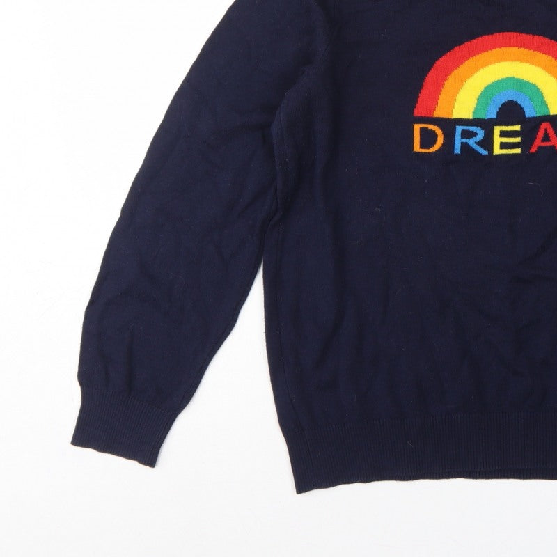 M&Co Women’s Blue UK 12 Rainbow Dream Crew Neck Knit Pullover Jumper