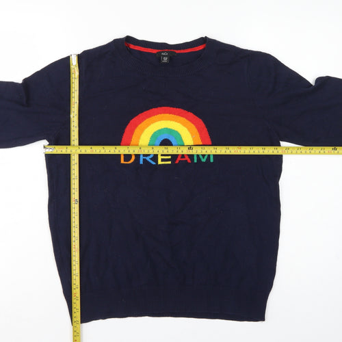 M&Co Women’s Blue UK 12 Rainbow Dream Crew Neck Knit Pullover Jumper