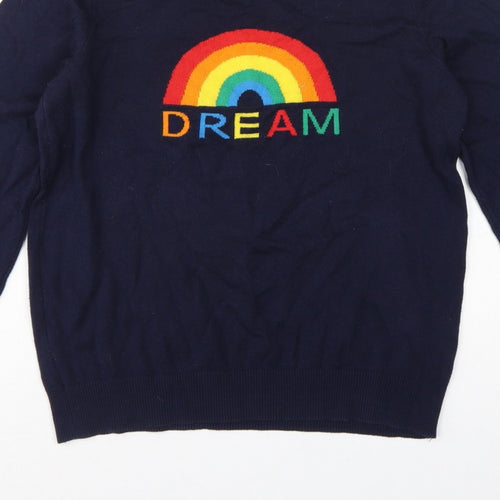 M&Co Women’s Blue UK 12 Rainbow Dream Crew Neck Knit Pullover Jumper