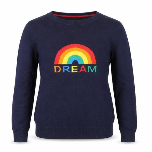 M&Co Women’s Blue UK 12 Rainbow Dream Crew Neck Knit Pullover Jumper