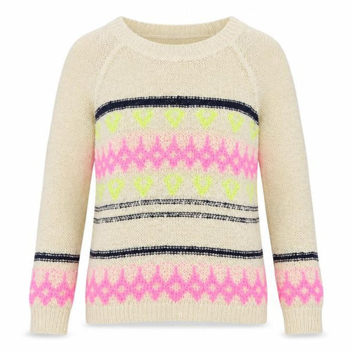 Forever 21 Women Beige M Geometric Open Knit Crew Neck Jumper