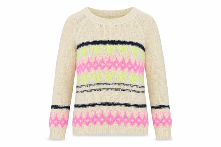 Forever 21 Women Beige M Geometric Open Knit Crew Neck Jumper