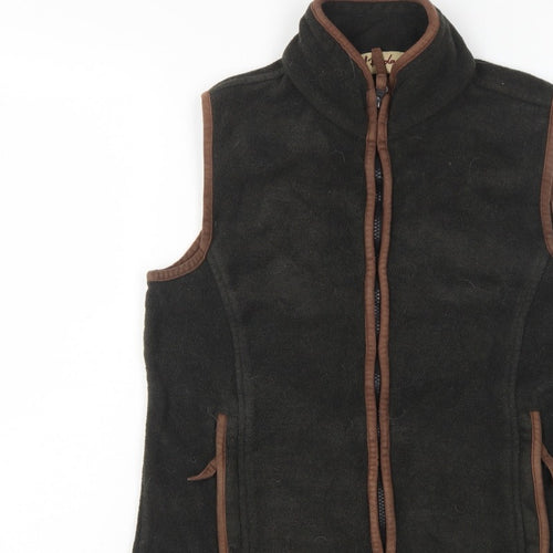 Rydale Women's Black Brown Fleece Full Zip Waistcoat UK 10 Outdoor