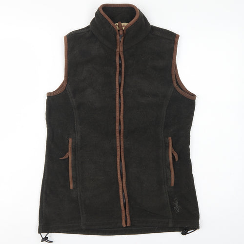 Rydale Women's Black Brown Fleece Full Zip Waistcoat UK 10 Outdoor