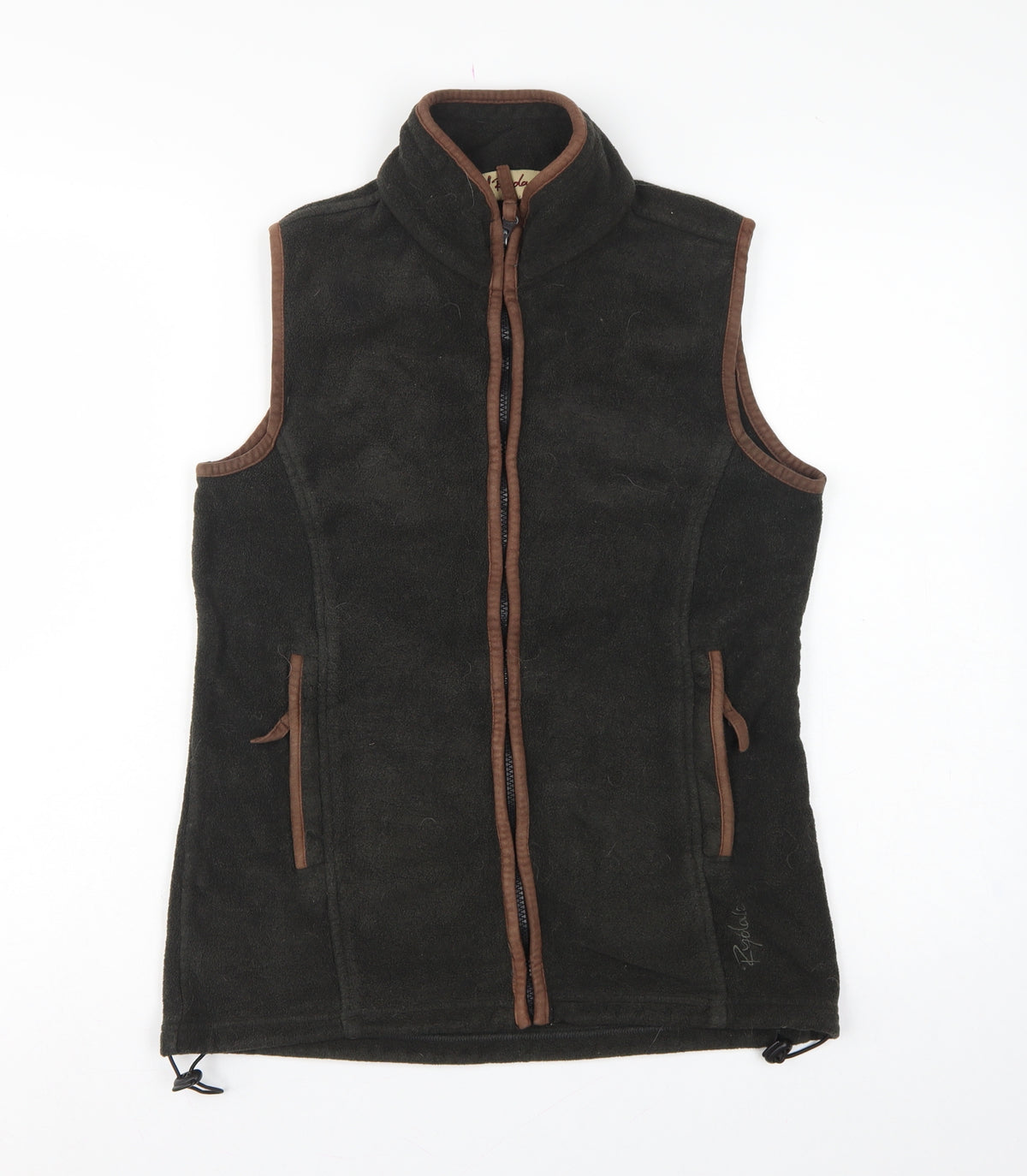 Rydale Women's Black Brown Fleece Full Zip Waistcoat UK 10 Outdoor