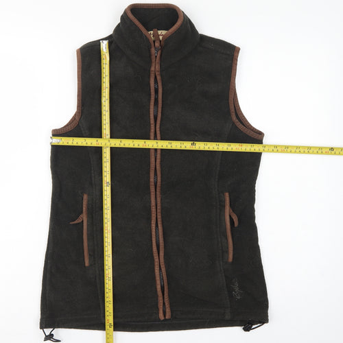 Rydale Women's Black Brown Fleece Full Zip Waistcoat UK 10 Outdoor