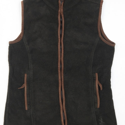 Rydale Women's Black Brown Fleece Full Zip Waistcoat UK 10 Outdoor