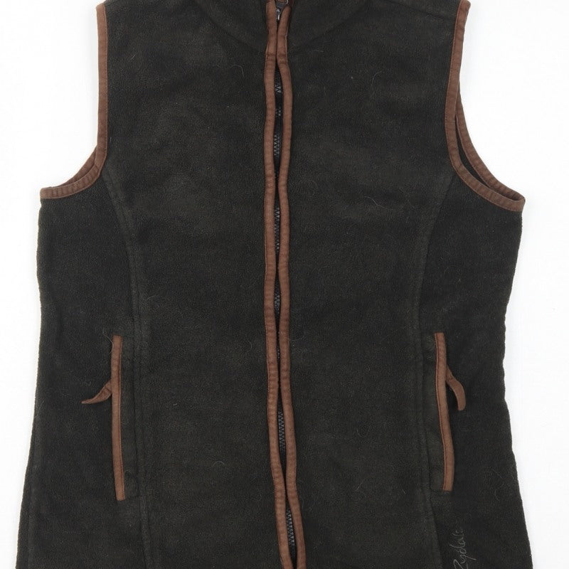Rydale Women's Black Brown Fleece Full Zip Waistcoat UK 10 Outdoor