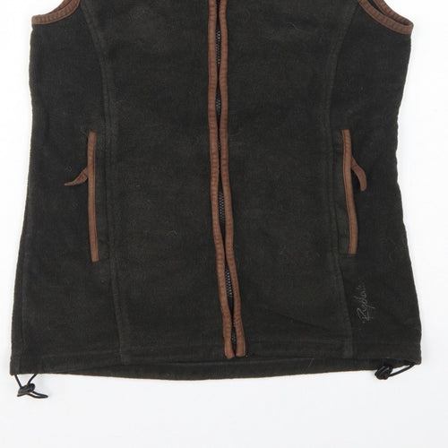 Rydale Women's Black Brown Fleece Full Zip Waistcoat UK 10 Outdoor
