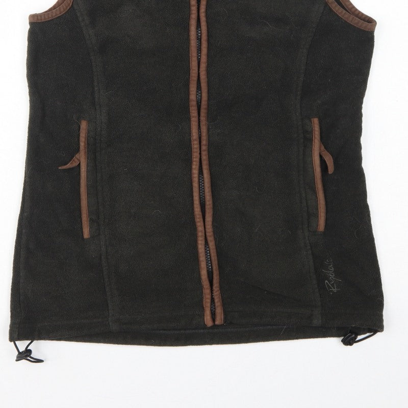 Rydale Women's Black Brown Fleece Full Zip Waistcoat UK 10 Outdoor