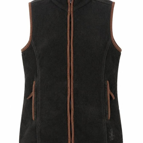 Rydale Women's Black Brown Fleece Full Zip Waistcoat UK 10 Outdoor