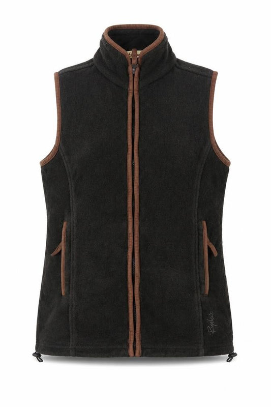 Rydale Women's Black Brown Fleece Full Zip Waistcoat UK 10 Outdoor