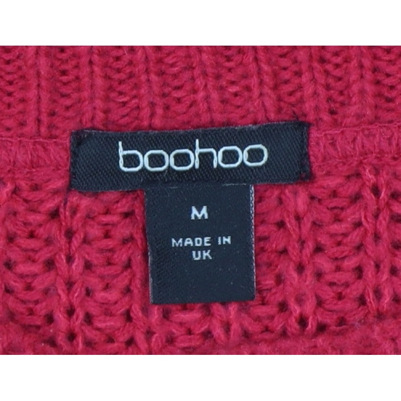 Boohoo Women Red Orange Stripe Chunky Knit Crew Neck Jumper M