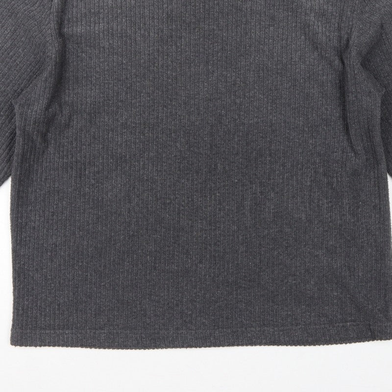 Red Herring Men’s Grey L V-Neck Ribbed Knit Pullover Jumper
