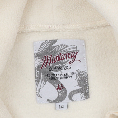 Mantary Women’s Ivory Size 14 Fleece Hoodie Pullover Embroidered