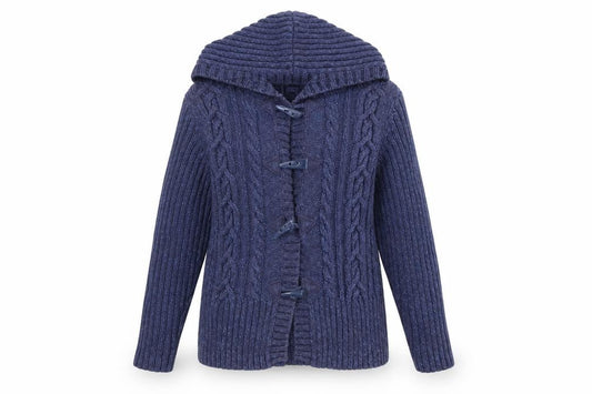 Next Women's Blue UK 16 Hooded Cable Knit Toggle Cotton Cardigan