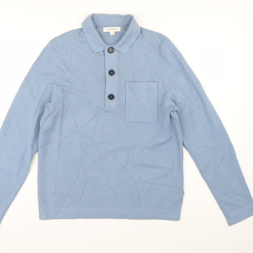 Autograph Men’s Blue M Henley Collared Knit Jumper Pocket