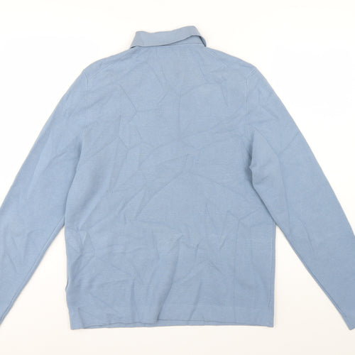 Autograph Men’s Blue M Henley Collared Knit Jumper Pocket