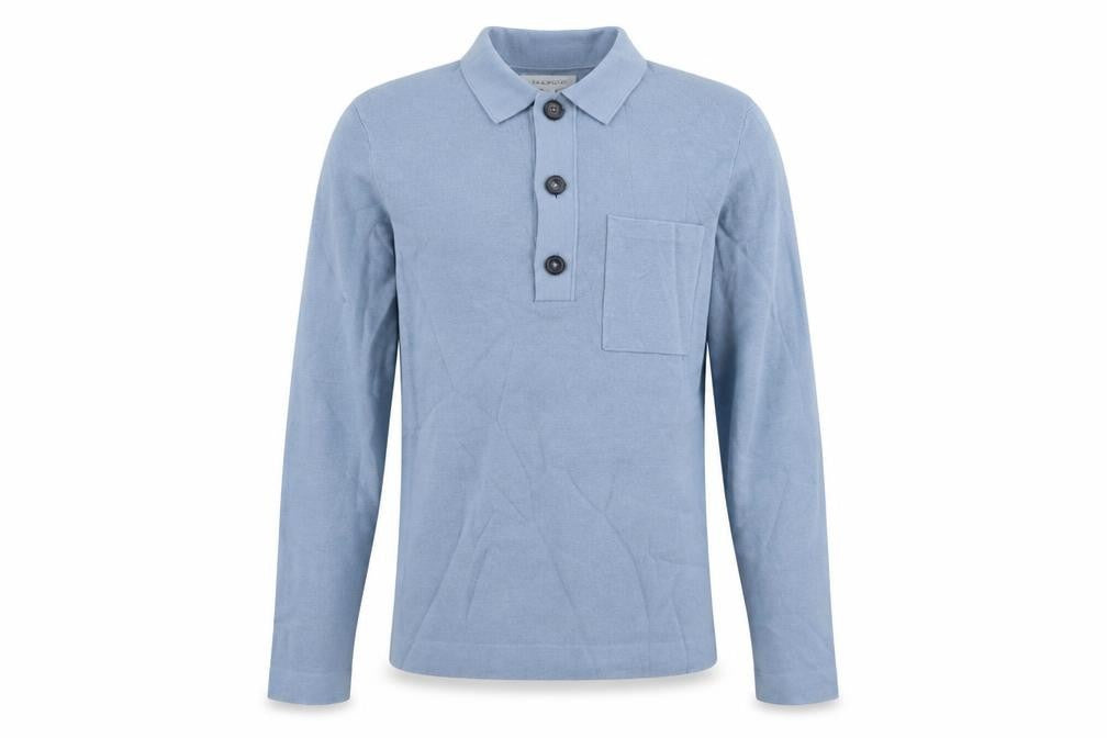 Autograph Men’s Blue M Henley Collared Knit Jumper Pocket