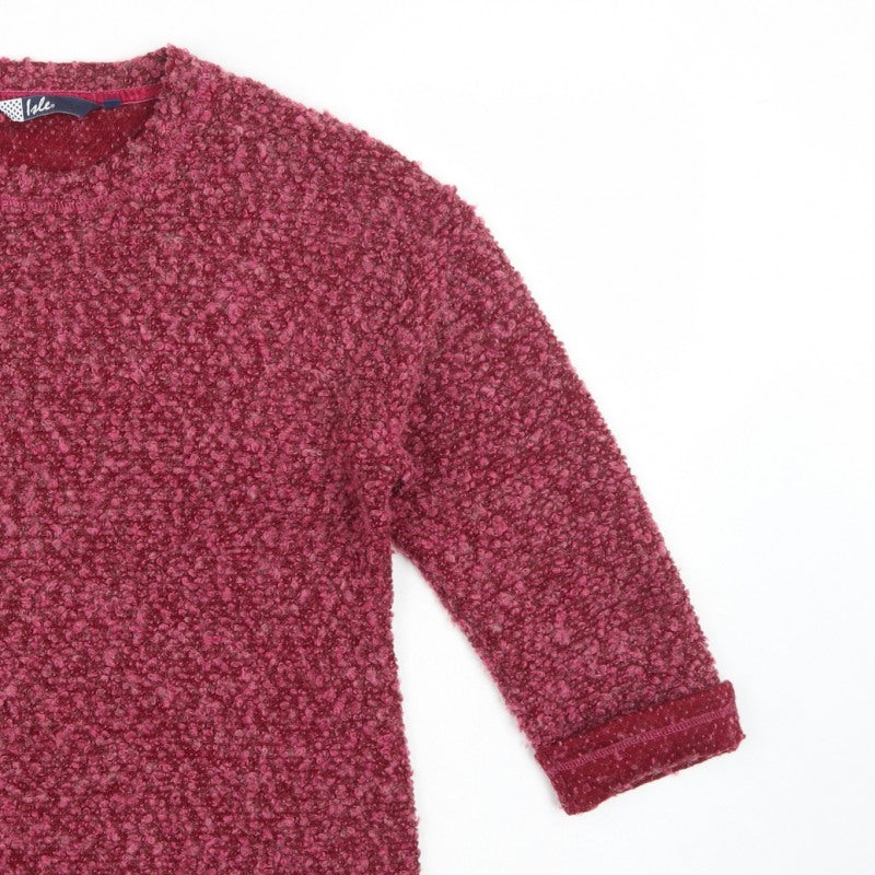 Isle Women’s Pink Bouclé Knit Jumper Size S 10-12 Round Neck