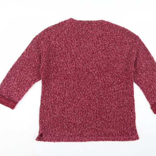 Isle Women’s Pink Bouclé Knit Jumper Size S 10-12 Round Neck
