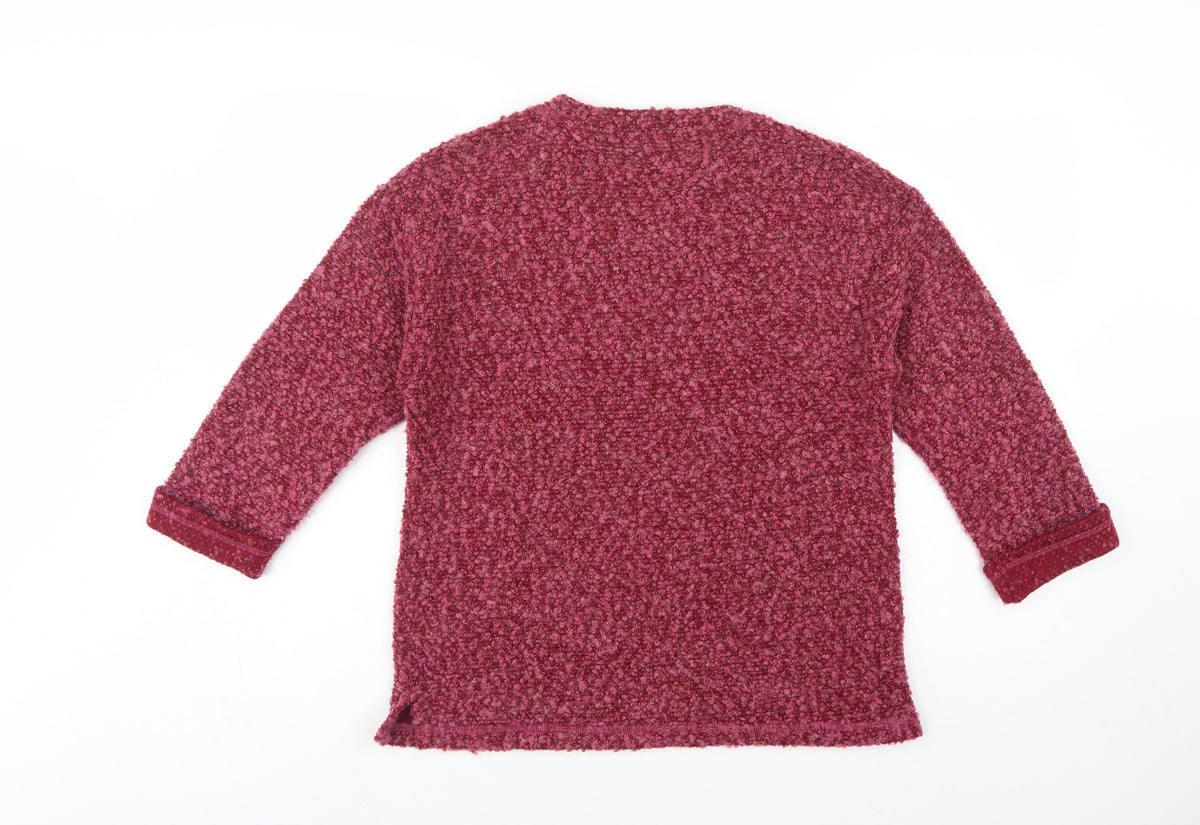 Isle Women’s Pink Bouclé Knit Jumper Size S 10-12 Round Neck