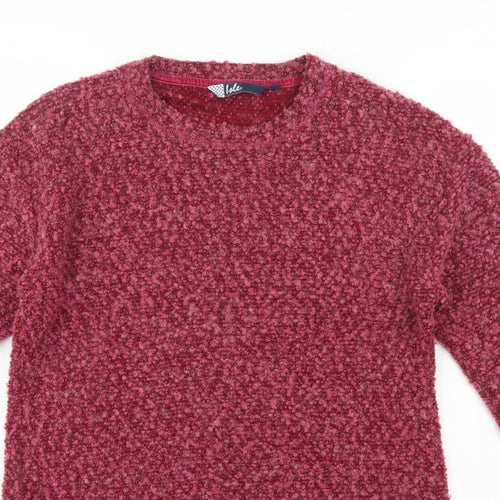 Isle Women’s Pink Bouclé Knit Jumper Size S 10-12 Round Neck