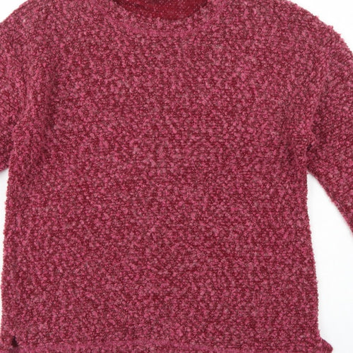 Isle Women’s Pink Bouclé Knit Jumper Size S 10-12 Round Neck