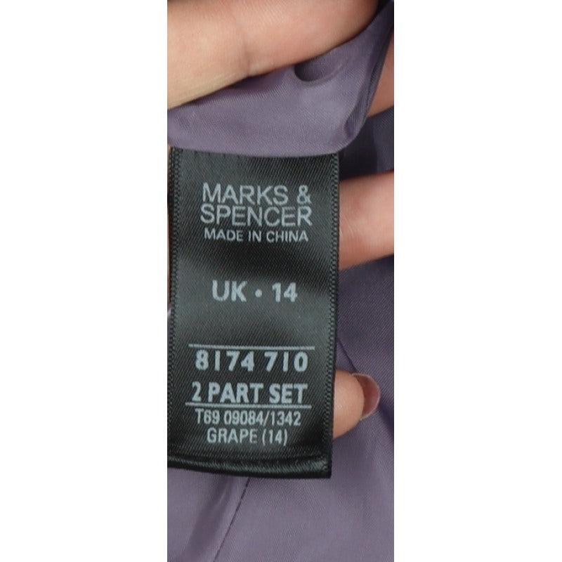 Marks and Spencer Women Purple UK 14 Belted Trench Coat