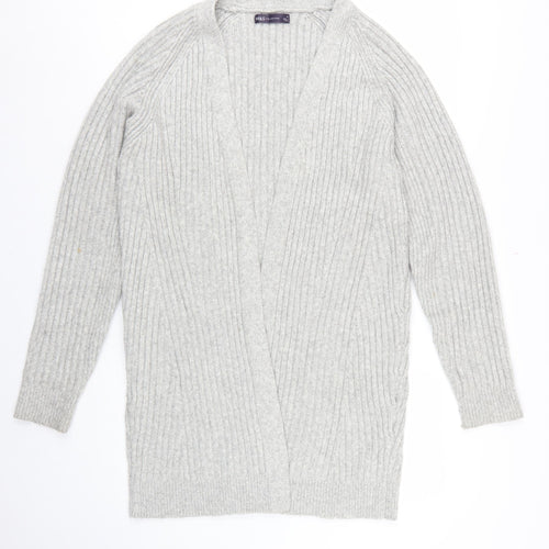 Marks and Spencer Women Grey M Cable Knit Open Cardigan