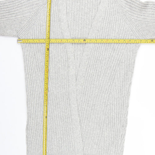Marks and Spencer Women Grey M Cable Knit Open Cardigan