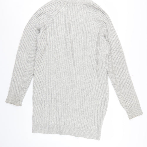 Marks and Spencer Women Grey M Cable Knit Open Cardigan
