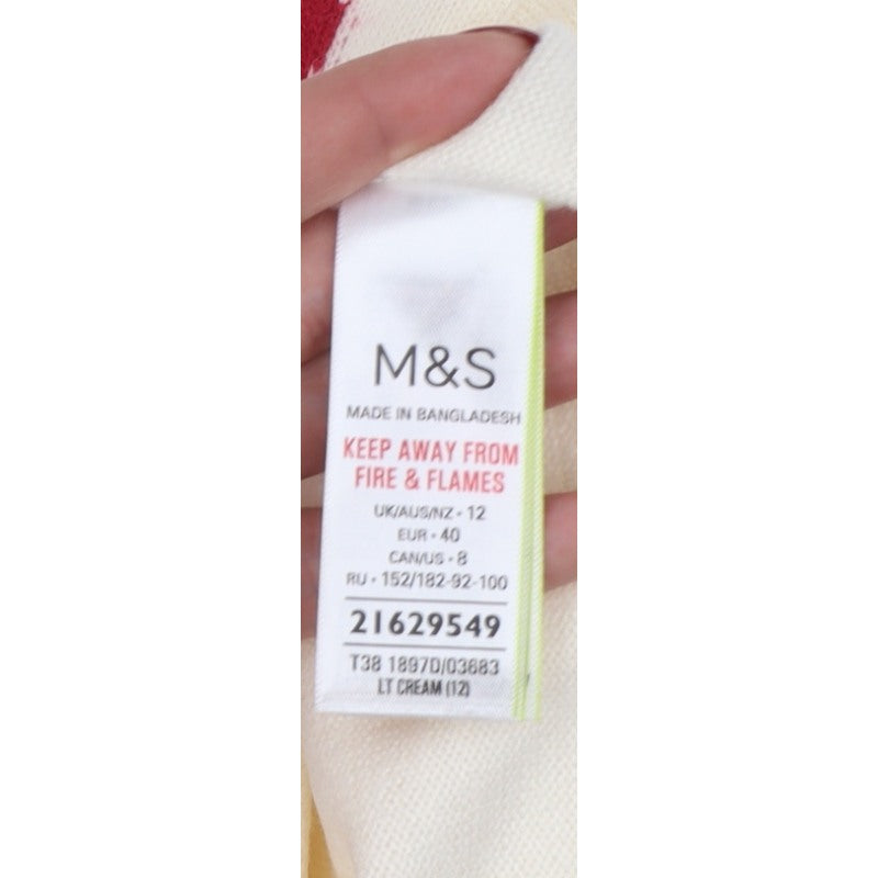 Marks and Spencer Women Ivory Polka Dot Crew Neck Jumper UK 12