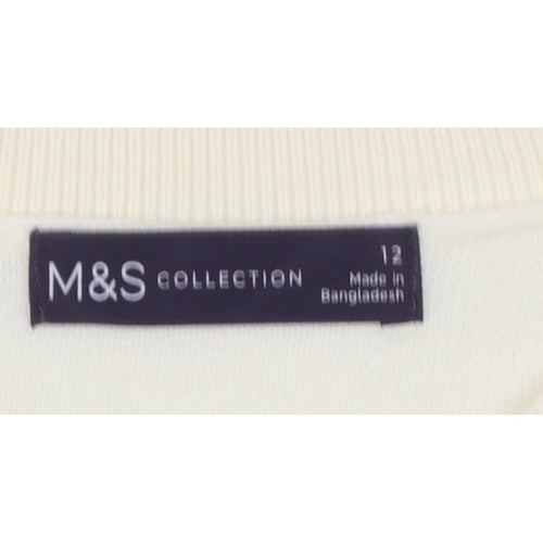 Marks and Spencer Women Ivory Polka Dot Crew Neck Jumper UK 12