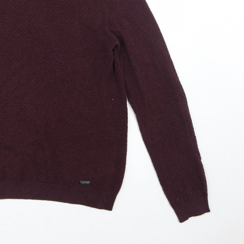 Threadbare Men’s Brown M Textured Knit Crew Neck Pullover Jumper