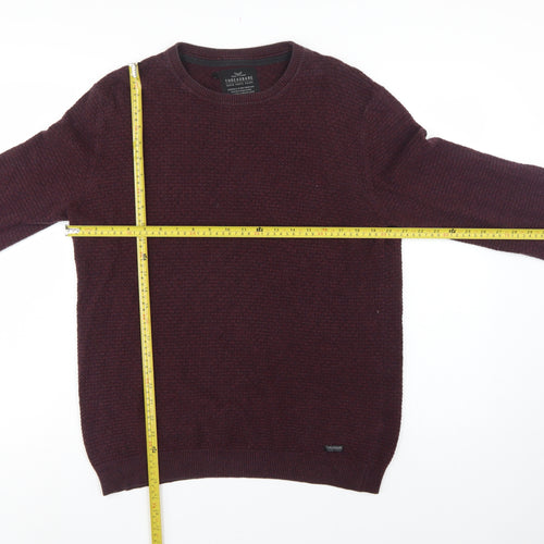 Threadbare Men’s Brown M Textured Knit Crew Neck Pullover Jumper