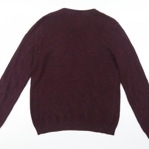 Threadbare Men’s Brown M Textured Knit Crew Neck Pullover Jumper