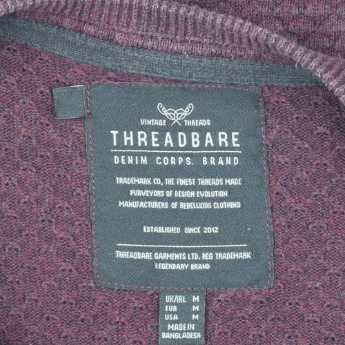Threadbare Men’s Brown M Textured Knit Crew Neck Pullover Jumper