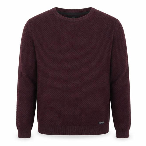 Threadbare Men’s Brown M Textured Knit Crew Neck Pullover Jumper
