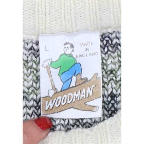 Woodman Men’s Multicoloured L Fair Isle Chunky Knit Pullover Jumper