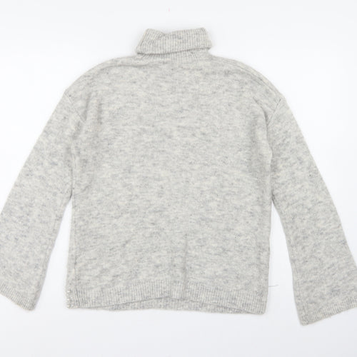 Next Women’s Grey Pearl Beaded Roll Neck Jumper Size 10 Knit