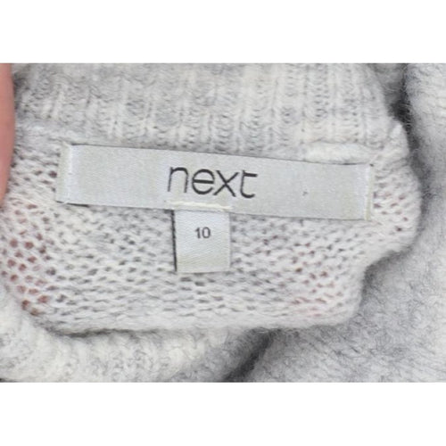 Next Women’s Grey Pearl Beaded Roll Neck Jumper Size 10 Knit