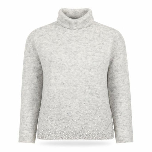 Next Women’s Grey Pearl Beaded Roll Neck Jumper Size 10 Knit