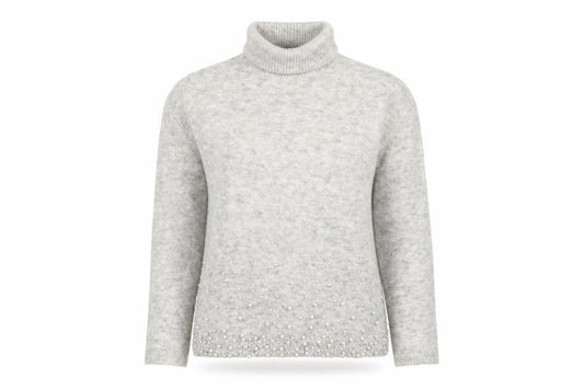 Next Women’s Grey Pearl Beaded Roll Neck Jumper Size 10 Knit