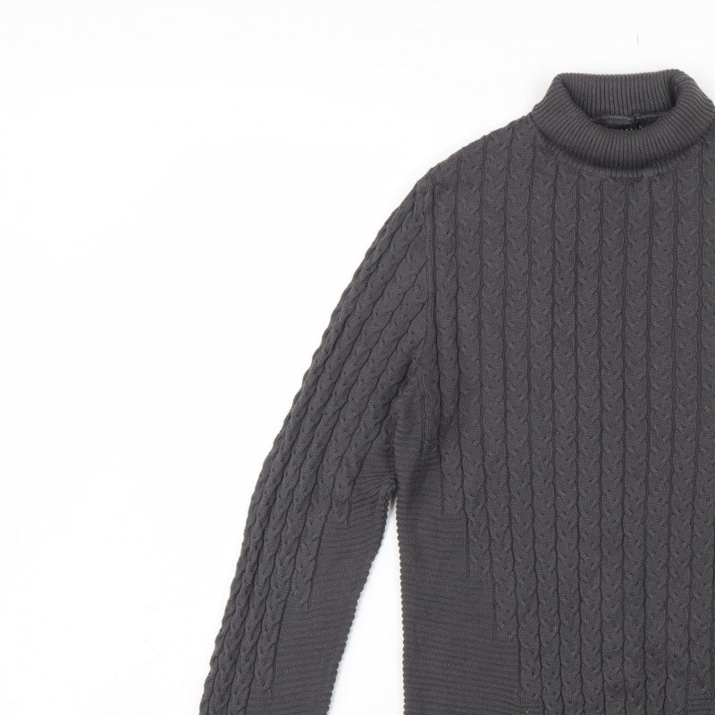 ASOS Design Men’s Grey M Cable Knit Roll Neck Pullover Jumper