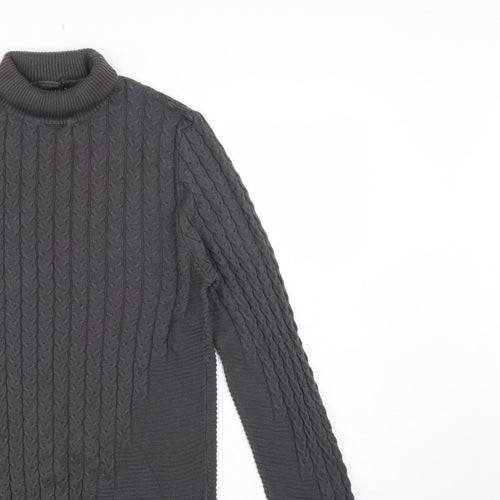 ASOS Design Men’s Grey M Cable Knit Roll Neck Pullover Jumper