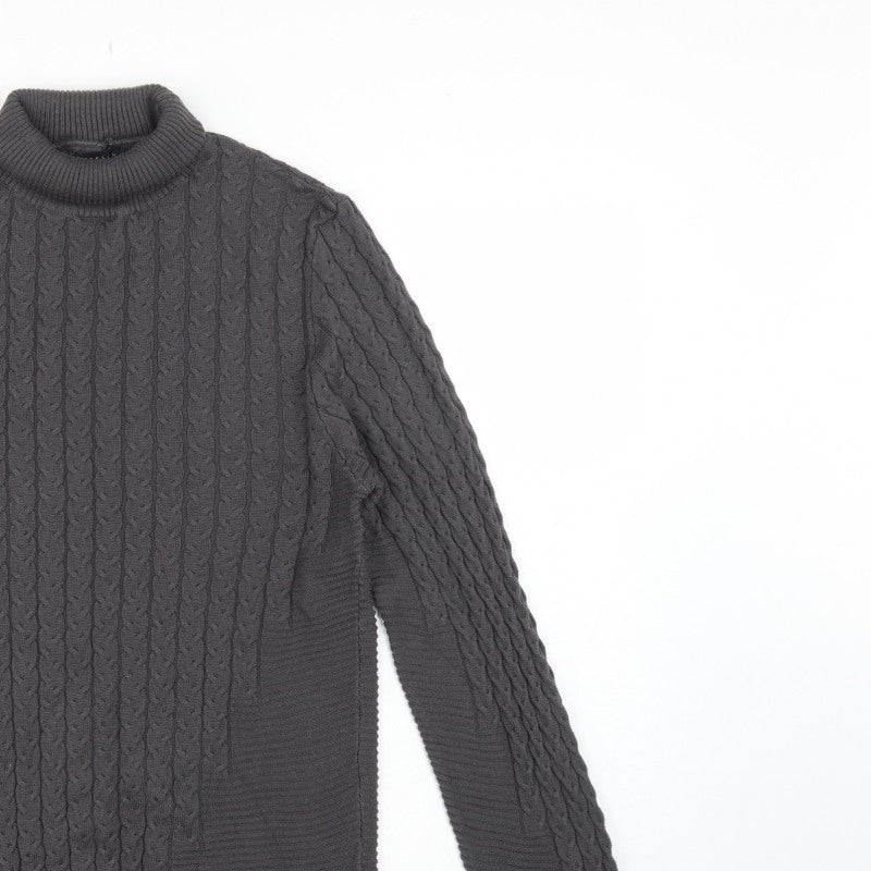 ASOS Design Men’s Grey M Cable Knit Roll Neck Pullover Jumper