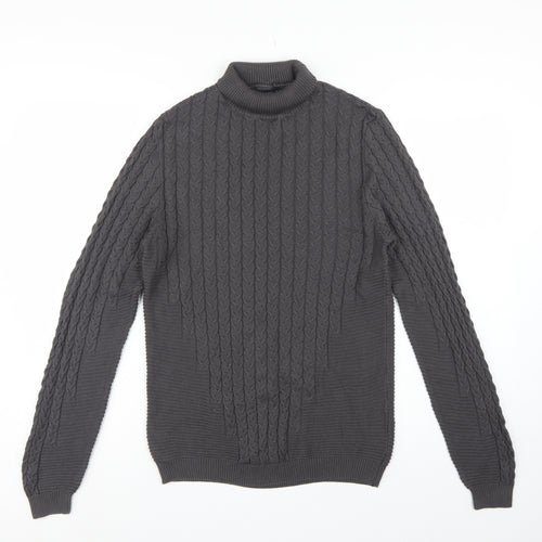 ASOS Design Men’s Grey M Cable Knit Roll Neck Pullover Jumper